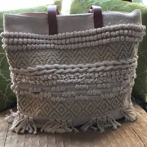 BOHO Style Natural Color Macramé Tote Bag Purse, Double Brown Str…